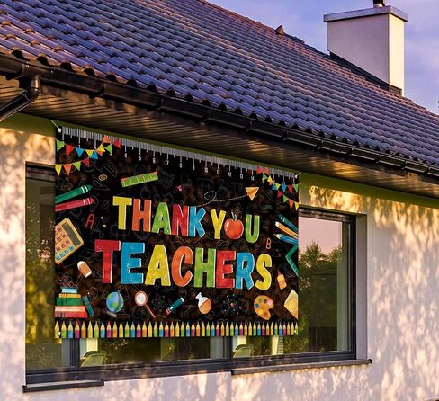 Sunwer Thank You Teachers Photo Booth Backdrop Teachers Appreciation Week Classroom Bulletion Board Party Background Decoration Supply (5.9×3.6ft) in Saudi Arabia