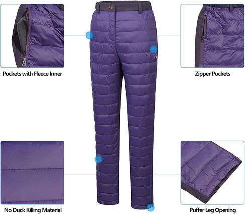 Little Donkey Andy Women's Puffy Down Pants Puffer Down Pant Trousers Ski Insulation Pants for Winter Snow in Saudi Arabia