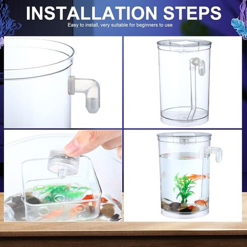 Nuogo 2 Pack Betta Fish Tank 360 Aquarium with LED Light 1 Gallon Self Cleaning Fish Bowl Small Fish Tank Starter Kit Desktop Decoration for Office Home Room Decor Turtle Reptile Shrimp Accessories in Saudi Arabia