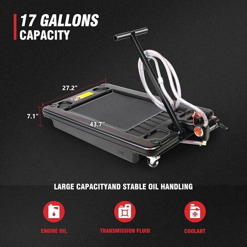 DNA MOTORING 17 Gallon Electric Oil Drain Pan with Pump, Evacuation Hose, T-Handle, Low Profile for Trucks Buses RVs, TOOLS-00383 in Saudi Arabia