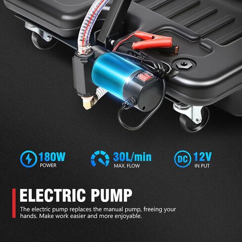 DNA MOTORING 17 Gallon Electric Oil Drain Pan with Pump, Evacuation Hose, T-Handle, Low Profile for Trucks Buses RVs, TOOLS-00383 in Saudi Arabia