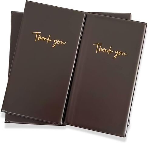 أولبيا 10 عبوات من مقدم فحص الضيوف للمطاعم، كتاب خادم بني، حامل قائمة من الجلد الصناعي للمقاهي، شكرًا لك على تقديم الفاتورة بكميات كبيرة (بني) in Kuwait