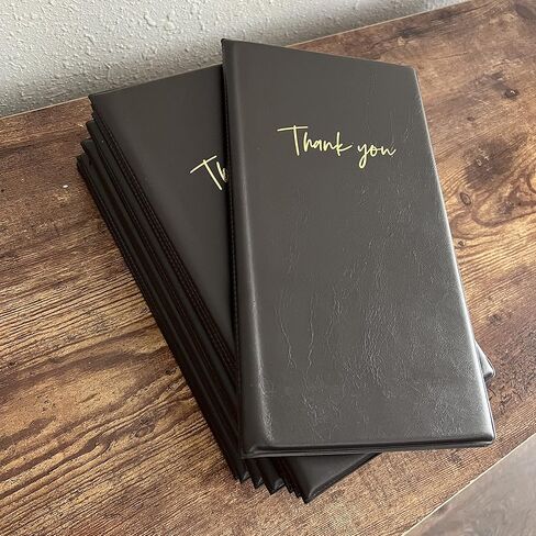 أولبيا 10 عبوات من مقدم فحص الضيوف للمطاعم، كتاب خادم بني، حامل قائمة من الجلد الصناعي للمقاهي، شكرًا لك على تقديم الفاتورة بكميات كبيرة (بني) in Kuwait