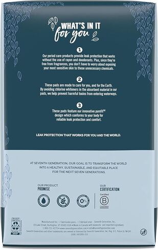 فوط ماكسي من الجيل السابع، خالية من الكلور، عادية، 24 وسادة (عبوة من 6 قطع) in Kuwait