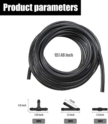 UGSHY 13Ft Car Windshield Washer Hose Kit, Universal Washer Fluid Hose with 30 Hose Connectors, Suitable for Most Car Windshield Fluid Tubing (Black) in Saudi Arabia