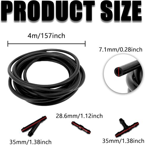 مجموعة خرطوم غسيل الزجاج الأمامي من جيستيلي، خرطوم سائل غسيل بطول 4 أمتار مع 12 قطعة من موصلات خرطوم متوافقة مع معظم ملحقات السيارات العالمية لفوهة غسيل الزجاج الأمامي للسيارة in Kuwait