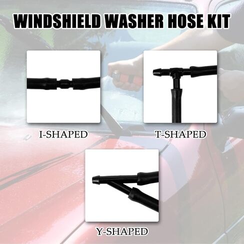 مجموعة خرطوم غسيل الزجاج الأمامي من جيستيلي، خرطوم سائل غسيل بطول 4 أمتار مع 12 قطعة من موصلات خرطوم متوافقة مع معظم ملحقات السيارات العالمية لفوهة غسيل الزجاج الأمامي للسيارة in Kuwait