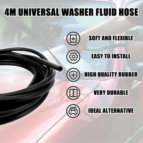 مجموعة خرطوم غسيل الزجاج الأمامي من جيستيلي، خرطوم سائل غسيل بطول 4 أمتار مع 12 قطعة من موصلات خرطوم متوافقة مع معظم ملحقات السيارات العالمية لفوهة غسيل الزجاج الأمامي للسيارة in Kuwait