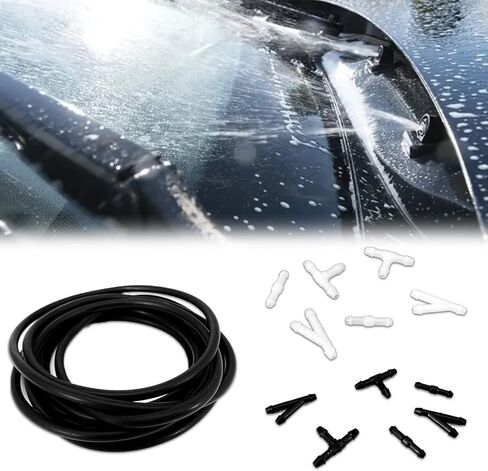 مجموعة خرطوم غسيل الزجاج الأمامي من جيستيلي، خرطوم سائل غسيل بطول 4 أمتار مع 12 قطعة من موصلات خرطوم متوافقة مع معظم ملحقات السيارات العالمية لفوهة غسيل الزجاج الأمامي للسيارة in Kuwait