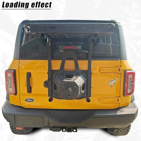 EYOUHZ لسلة الشحن الخلفية Bronco على الباب الخلفي OE المتوافقة مع 2021 2022 2023 2024 Ford Bronco، رف شحن الإطارات الاحتياطية، حامل تخزين الأمتعة (2/4 أبواب، تركيب مسمار) in Kuwait