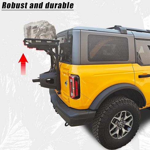 EYOUHZ لسلة الشحن الخلفية Bronco على الباب الخلفي OE المتوافقة مع 2021 2022 2023 2024 Ford Bronco، رف شحن الإطارات الاحتياطية، حامل تخزين الأمتعة (2/4 أبواب، تركيب مسمار) in Kuwait
