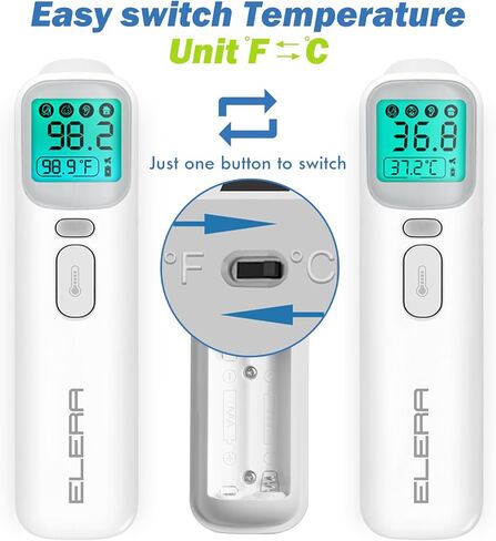 ميزان حرارة الطفل ELERA - مقياس حرارة الأذن للأطفال والرضع والبالغين، دقة رقمية مع قياس سريع في ثانية واحدة، تصميم 4 في 1 بدون تلامس مع وظيفة الذاكرة in Kuwait
