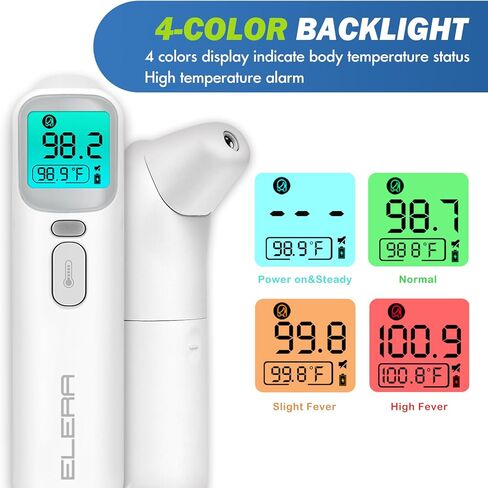 ميزان حرارة الطفل ELERA - مقياس حرارة الأذن للأطفال والرضع والبالغين، دقة رقمية مع قياس سريع في ثانية واحدة، تصميم 4 في 1 بدون تلامس مع وظيفة الذاكرة in Kuwait