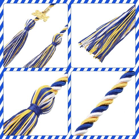 10 Pcs Graduation Cord with 2024 Charm, Graduation Blue Gold White Tassel Honor Cord for Graduation Students Grad Days College Season Senior Students Decoration in Saudi Arabia