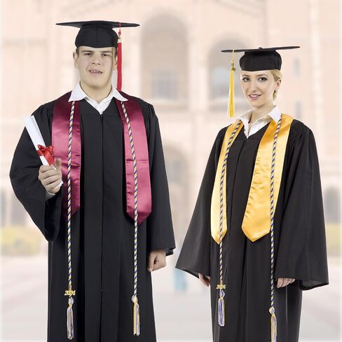 10 Pcs Graduation Cord with 2024 Charm, Graduation Blue Gold White Tassel Honor Cord for Graduation Students Grad Days College Season Senior Students Decoration in Saudi Arabia