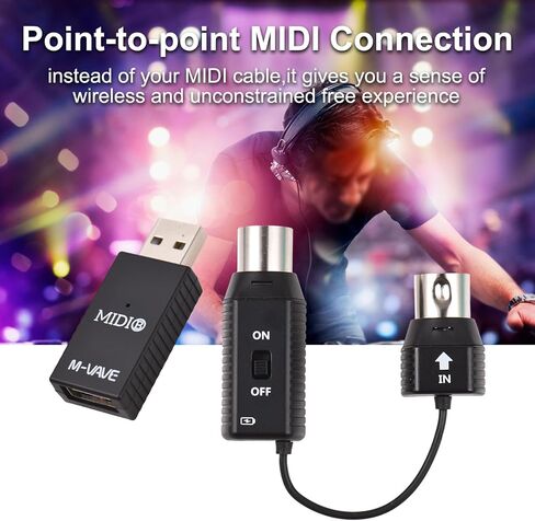Sunydog MS1 Mini Wireless MIDI Adapter,Transmission System MIDI System MIDI Wireless Adapter Plug and Play Support for Devices with MIDI Interface in Saudi Arabia