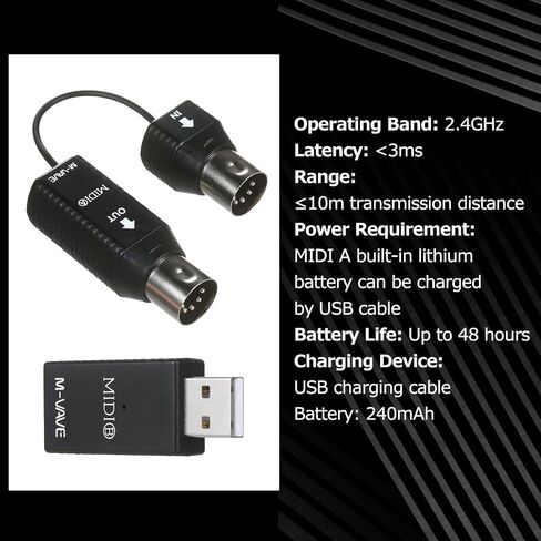 Sunydog MS1 Mini Wireless MIDI Adapter,Transmission System MIDI System MIDI Wireless Adapter Plug and Play Support for Devices with MIDI Interface in Saudi Arabia