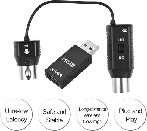 Sunydog MS1 Mini Wireless MIDI Adapter,Transmission System MIDI System MIDI Wireless Adapter Plug and Play Support for Devices with MIDI Interface in Saudi Arabia