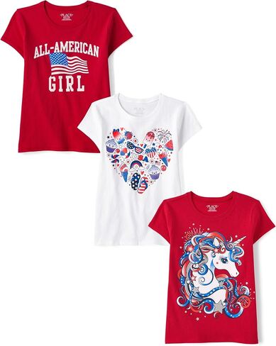 The Children's Place Girls' Holidays Short Sleeve Graphic T-Shirts,multipacks in Saudi Arabia