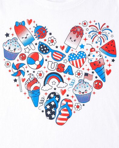 The Children's Place Girls' Holidays Short Sleeve Graphic T-Shirts,multipacks in Saudi Arabia