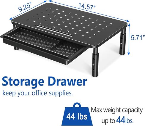 Zimilar Monitor Stand Riser with Drawer - 3 Height Adjustable Monitor Stand with Unique Star Mesh, Metal Monitor Riser for Computer Laptop Notebook Printer in Kuwait