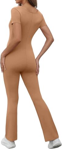 قطعة واحدة من بذلات مضيئة للنساء برقبة مربعة وبنطلون واسع الساق وطول كامل قابل للتمدد in Kuwait