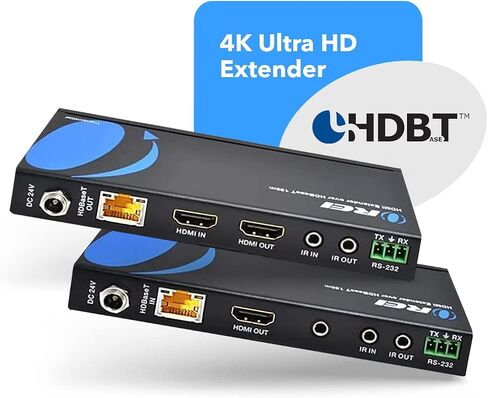 OREI UltraHD HDMI Extender 4K 18G HDBaseT Over Single CAT5e/CAT6 Cable 4K @ 60Hz Upto 230FT with IR Remote 1080P Upto 330 Ft - Power Over Cable - Zero Latency Black in Saudi Arabia