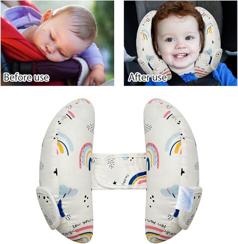 مسند رأس للأطفال من DEEZOMO أثناء السفر ودعم رقبة الرأس - مسند رأس للأطفال على شكل حرف U لمقعد السيارة، مسند رأس للأطفال قابل للتعديل أثناء السفر لحماية الرأس in Kuwait