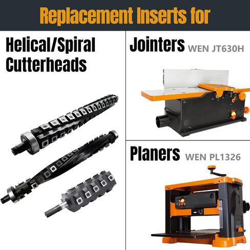 سكاكين قطع كربيد POWERTEC لطائرات Wen PL1326، وصلات JT630H مع حلزونية، رؤوس قاطعة حلزونية، حشوات شفرات مربعة تناسب طائرات Cutech، Rikon 25-130H، Craftex، 14.3 مم (0.564 بوصة)، 10PK (14301) in Kuwait