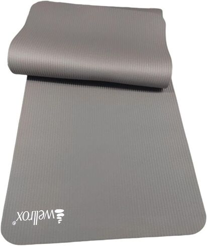 سجادة اليوجا الإسفنجية من WellRox مع حزام لسهولة الحمل - سجادة تمرين خفيفة الوزن ومضادة للانزلاق للبيلاتيس واليوجا الساخنة والتمدد والتأمل وتمارين صالة الألعاب الرياضية - 72 بوصة × 24 بوصة × 0.4 بوصة in Kuwait