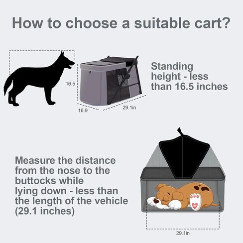 عربة كلب للكلاب الكبيرة، عربة حيوانات أليفة كبيرة للكلاب المتوسطة قابلة للطي والتهوية والفصل والطي وعربة للكلاب مع جيب يصل وزنه إلى 88 رطلاً رمادي in Kuwait