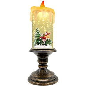 Christmas Snow Globe Lantern, Vintage Window-Style Water Lantern with Music, Glitter Swirl & 6H Timer, Santa Sleigh Scene, USB or Battery Powered Holiday Décor in Saudi Arabia