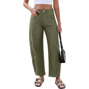 Eddoyee Wide Leg Barrel Pants Women - Stretchy High Waist Baggy Pants Y2k Boyfriend Ankle Trousers with Pockets in Saudi Arabia