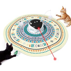 Gardner Pet Cat Laser Toys, Chargeable 5 in1 Hide and Seek Automatic Interactive Cat Toy, Moving Ambush Feather, Track Balls, Indoor Exercise for All Breeds, 24 inch Cover, Chirping in Kuwait