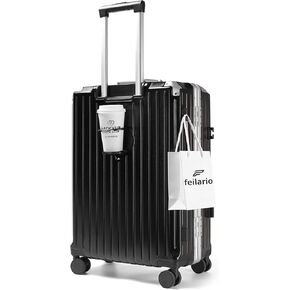 feilario 2 Piece Set Luggage 20in/24in Aluminium Frame PC ABS Zipperless Luggage Hardshell TSA Lock Spinner Wheels Carry on Suitcase with Cup Holder & Hook in Kuwait