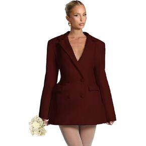 Blazer Dresses for Women Elegant Casual Long Sleeve Satin Work Office Events Business Dress in Kuwait