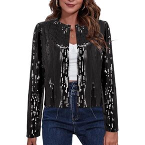 TYNORA Women’s Sequin Jackets Long Sleeve Open Front Coat Glitter Short Blazer Casual Coat Party Club in Saudi Arabia