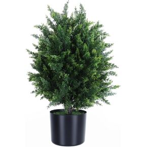 قطعتان من الشجيرات المزيفة، 21.6 بوصة مقلد السرو بونساي، شجرة السرو الكروية الاصطناعية، شجيرات صناعية بوعاء نباتات شجيرات صناعية مع وعاء أسمنتي لديكور الشرفة الأمامية للمنزل باللون الأخضر in Kuwait