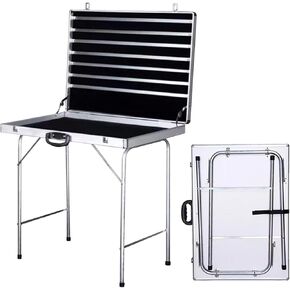 Portable Large Aluminum Jewelry Display Cart, Foldable Jewelry Storage Organizer Box with Wheels, Mobile Small Item Show Display Case, for Market Stalls, Boutiques, Studios (70x50cm/27.6x19.7in) in Kuwait