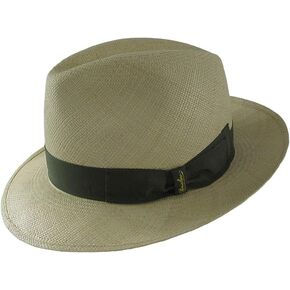 Borsalino FINO Panama Fedora 2 1/2″ Brim (63, Natural with Olive Hatband) in Saudi Arabia
