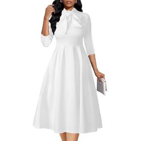 Church Dresses for Women Midi A-Line Fit and Flare Dress 3/4 Sleeve Elegant Party Dress in Saudi Arabia