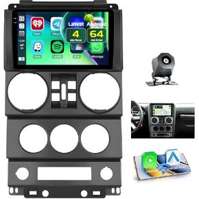 Fuluku【2+64G】 for Jeep Wrangler (4 Doors) 2007-2010 Android 13 Car Stereo with Wireless Carplay Android Auto Mirror Link, 9’Touchscreen Radio WiFi/GPS/FM/RDS/Bluetooth/SWC/Cam in Kuwait