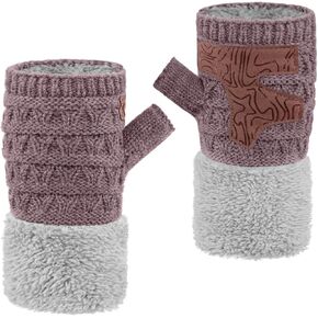 Women's Fingerless Mittens Warm Knit Half Finger Gloves Fleece Lined Winter Mitts in Saudi Arabia