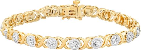 Dazzlingrock Collection 0.25 Carat (ctw) Round Diamond Ladies Cluster Tennis Bracelet, Yellow Gold Plated Sterling Silver in Saudi Arabia