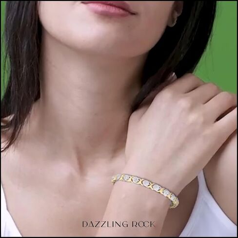 Dazzlingrock Collection 0.25 Carat (ctw) Round Diamond Ladies Cluster Tennis Bracelet, Yellow Gold Plated Sterling Silver in Saudi Arabia