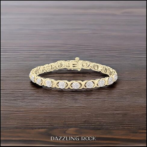 Dazzlingrock Collection 0.25 Carat (ctw) Round Diamond Ladies Cluster Tennis Bracelet, Yellow Gold Plated Sterling Silver in Saudi Arabia