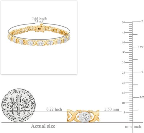 Dazzlingrock Collection 0.25 Carat (ctw) Round Diamond Ladies Cluster Tennis Bracelet, Yellow Gold Plated Sterling Silver in Saudi Arabia