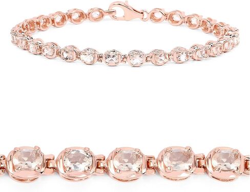 Huang and Co. Genuine Morganite, Amethyst, Garnet, Peridot, Tanzanite, Blue Topaz, Opal Gemstone Birthstone Tennis Bracelet 925 Sterling Silver Rhodium Plated Jewelry Birthday Gifts For Women in Saudi Arabia
