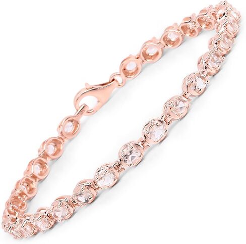 Huang and Co. Genuine Morganite, Amethyst, Garnet, Peridot, Tanzanite, Blue Topaz, Opal Gemstone Birthstone Tennis Bracelet 925 Sterling Silver Rhodium Plated Jewelry Birthday Gifts For Women in Saudi Arabia
