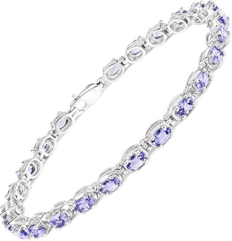 Huang and Co. Genuine Morganite, Amethyst, Garnet, Peridot, Tanzanite, Blue Topaz, Opal Gemstone Birthstone Tennis Bracelet 925 Sterling Silver Rhodium Plated Jewelry Birthday Gifts For Women in Saudi Arabia